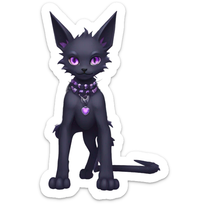 cool edgy black punk Purple ethereal fantasy nargacuga-bat-cat-Fakemon collar full body sticker