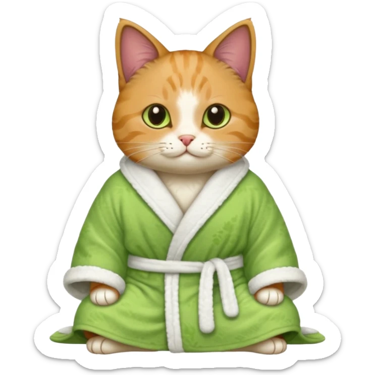 I want a CAT whit a macha on her paw and i want her to ne wearing a bath rope sticker