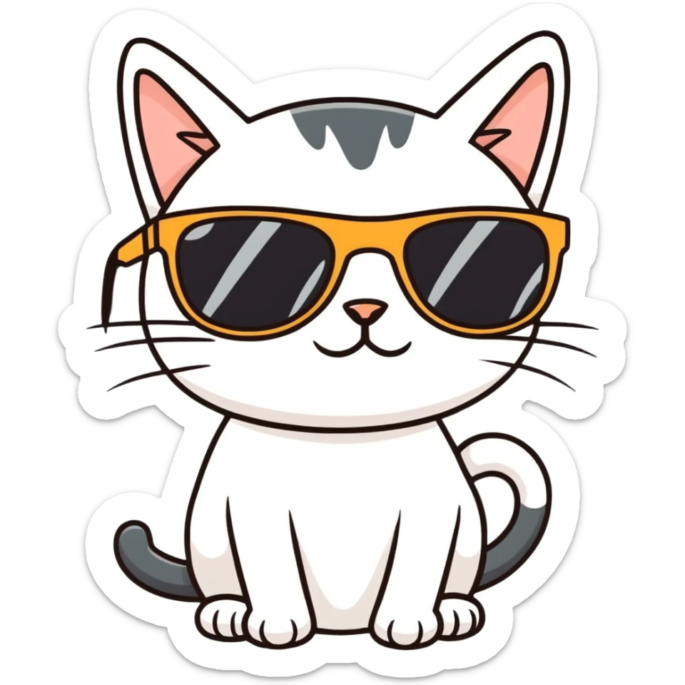 Cat with sunglasses sticker