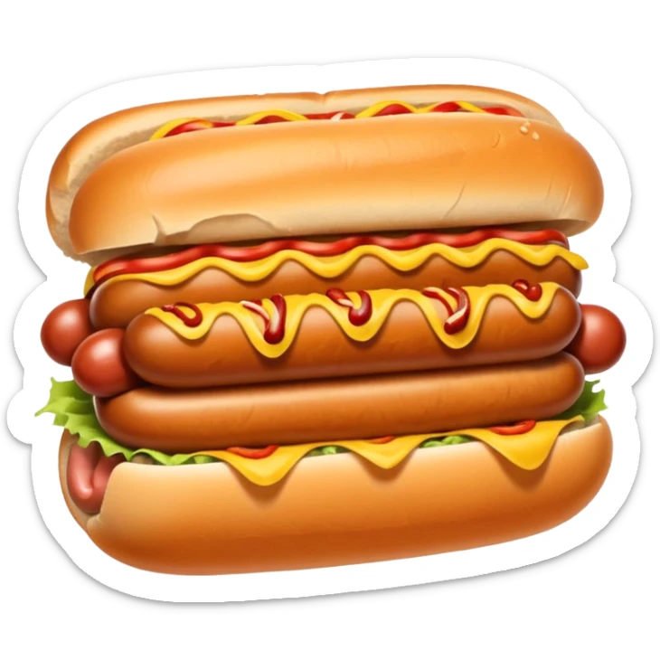 Grilled hot dog in a bun. Add sauerkraut on one side and then drizzle spicy mustard on the top  sticker