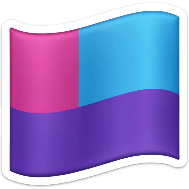 I want a flag, I want the first stripe at the top of the flag to be pink 🩷. I want The middle stripe to be the color purple 💜. And finally the bottom stripe I want the color blue 💙. Only those three colors in that exact order, pink, purple, blue. Make the colors more vibrant. No white. sticker