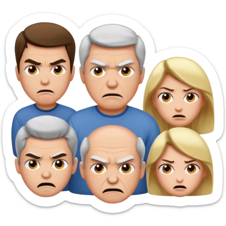 HAZ UNA FAMILIA GRITANDO, MI NOVIA, MI PAPA. MI MAMA Y YO. CARA DE GRITOS FUERTEES. QUE SE NOTE QUE GRITAN MOLESTOS sticker