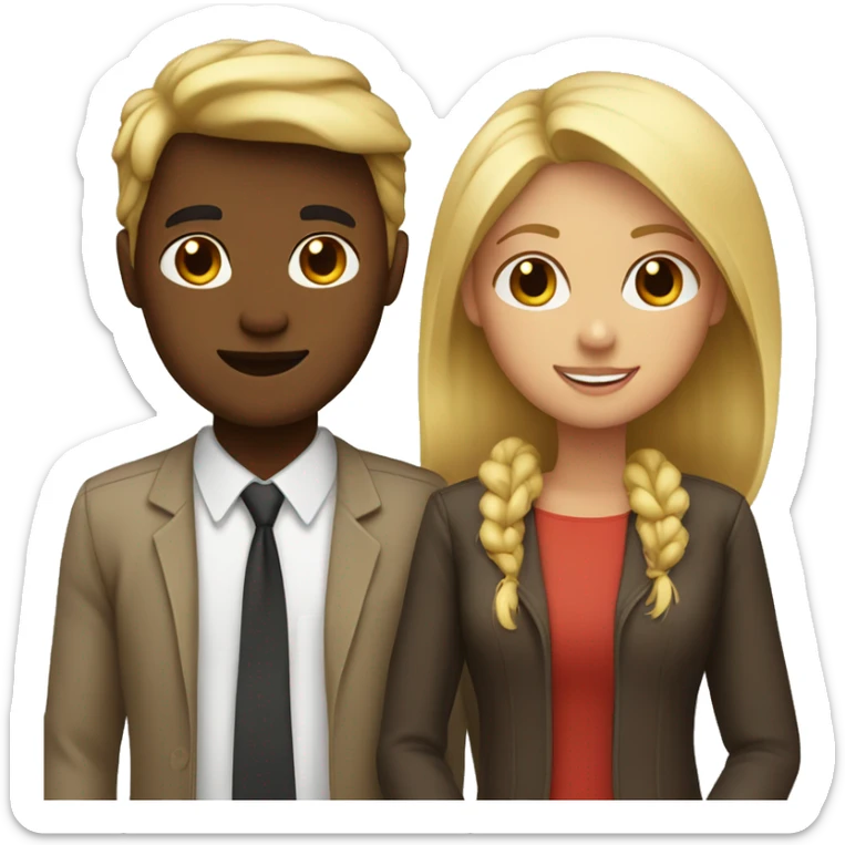 couple with heart, blond girl and a brown skin man sticker