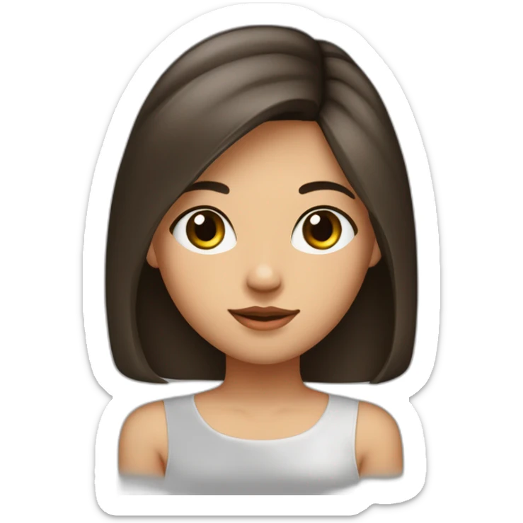 Fille brune ,cheveux lisses détaché vers l'arrière ,long jusque au millieu du dos et volumineux,teint noir, yeux verts visage un peu carré sticker