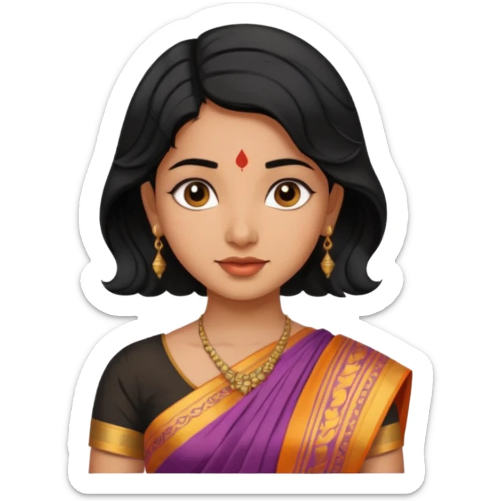 Indian fat girl south Indian wavy short black hair tan darker skin sticker