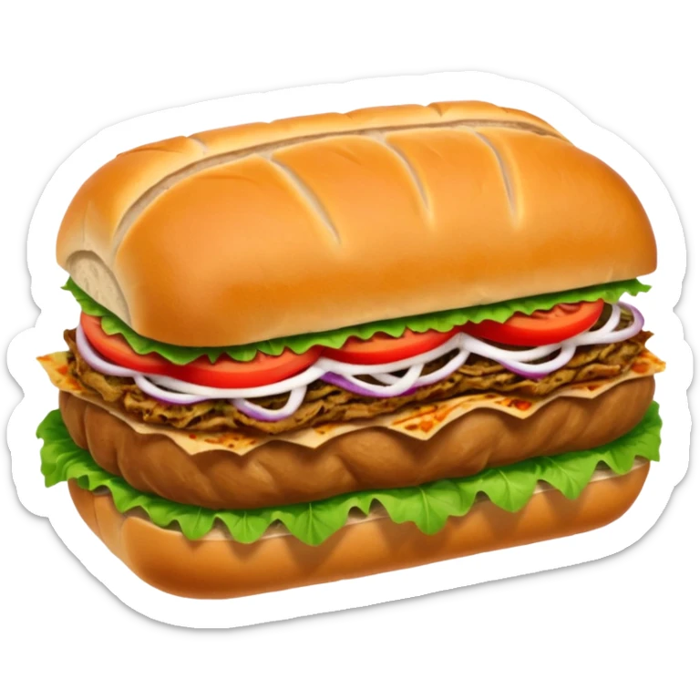 Döner‑Fladenbrot, frisch aufgebacken, leicht geröstet, gefüllt mit saftigem Dönerfleisch, knackigem Salat, Tomaten, Zwiebeln und Kräutersauce. Warme Food‑Fotografie, hohe Details, weiches Licht, Fokus auf Texturen, appetitlich, moderne Restaurant‑Ästhetik, natürliche Farben. sticker