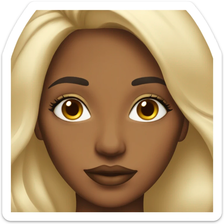 Beautiful brown skin woman with nice lips,long lashes and long blonde hair sticker