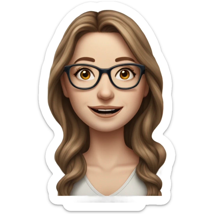 Hyper Realistic brown Balayage pale beautiful tattooed woman with glasses and blue eyes happy  sticker