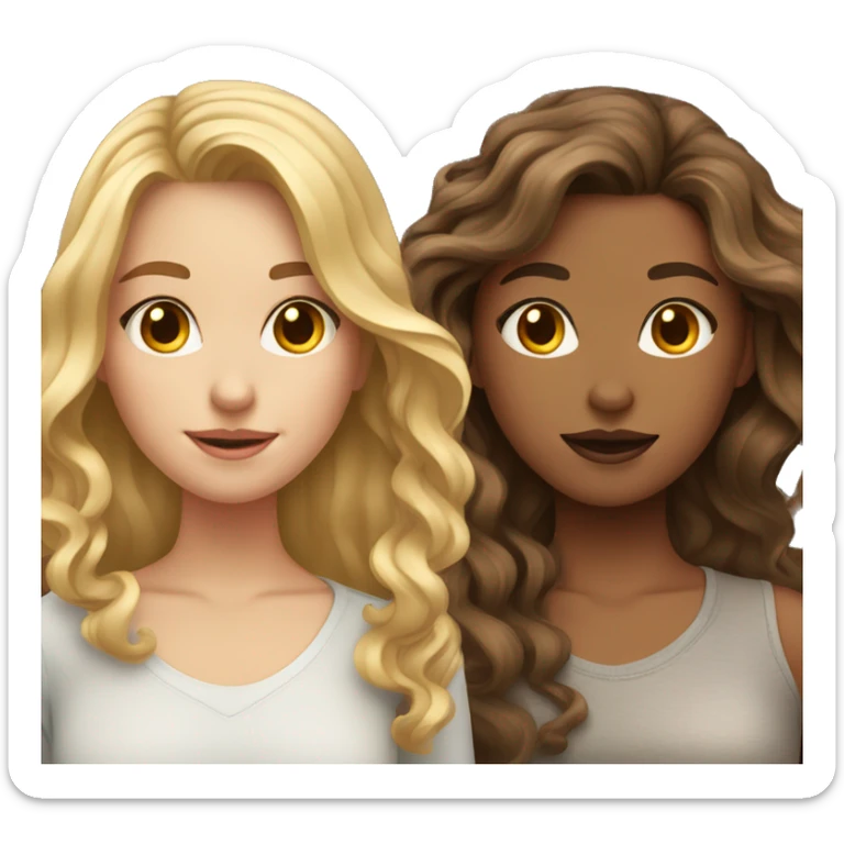 Girl with wavy brown hair and another girl with dirty blonde hair  sticker