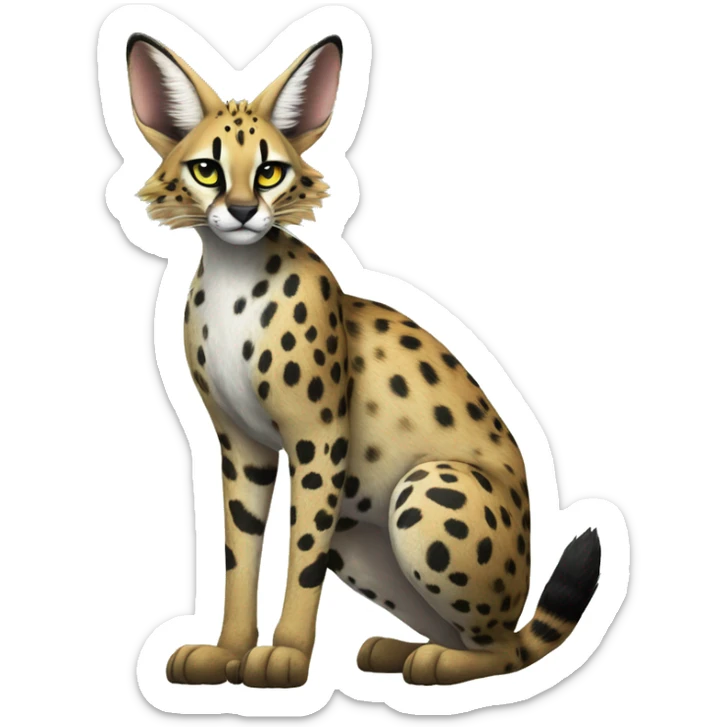 Anthro Epic Edgy Colorful Serval-Vernid-Trico full body sticker