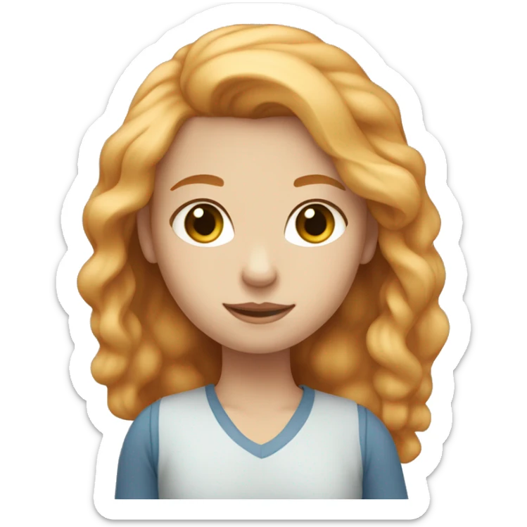 a girl with blonde hair that looks a little bit ginger but really soft, not to ginger with blue eyes and light skin sticker