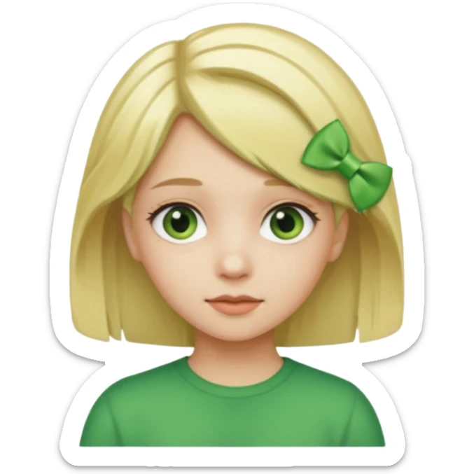  girl with blonde hair and green color hairclip sticker