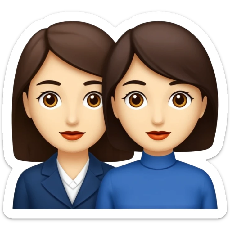 Uzun kahverengi dalgalı saçlı kahverengi gözlü esmer perçemli üzerinde lacivert parmak detaylı body olan bir kız yap saçları kabarık olmasın sticker