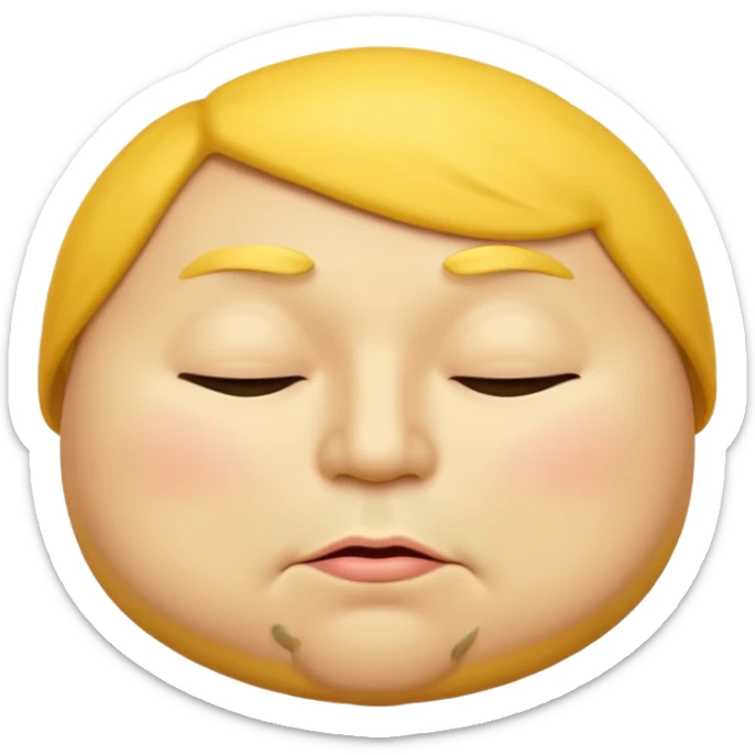 A male emoji with big fat lips with it’s eyes closed not smiling with its mouth closed and it’s yellow sticker