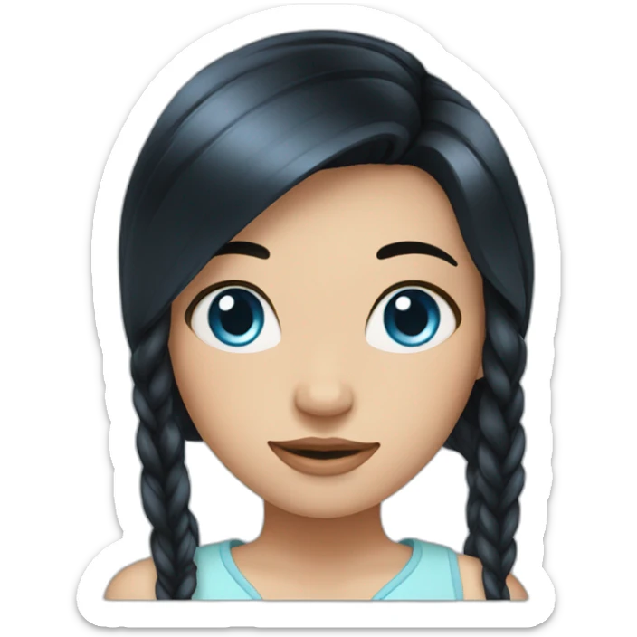 Girl with black hair and blue eyes and her hair is tied sticker