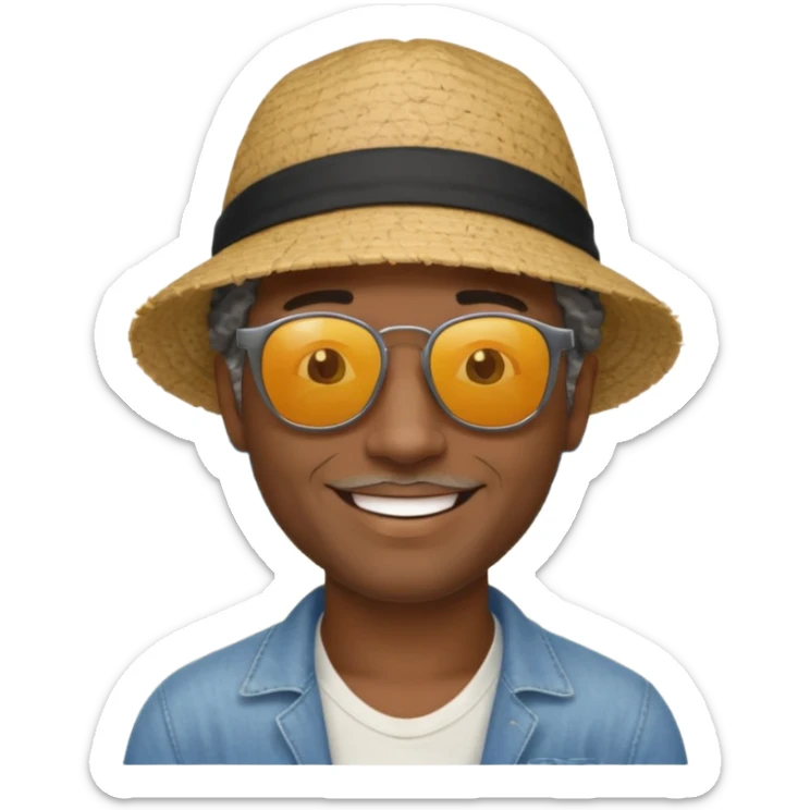 Black man salt n pepper hair smiling with blonde in love on beach make his hair black sticker