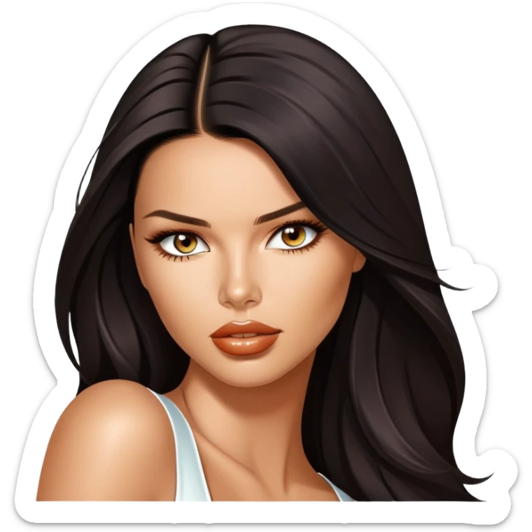Adriana Lima, beautiful Brazilian supermodel with long dark hair and striking features sticker