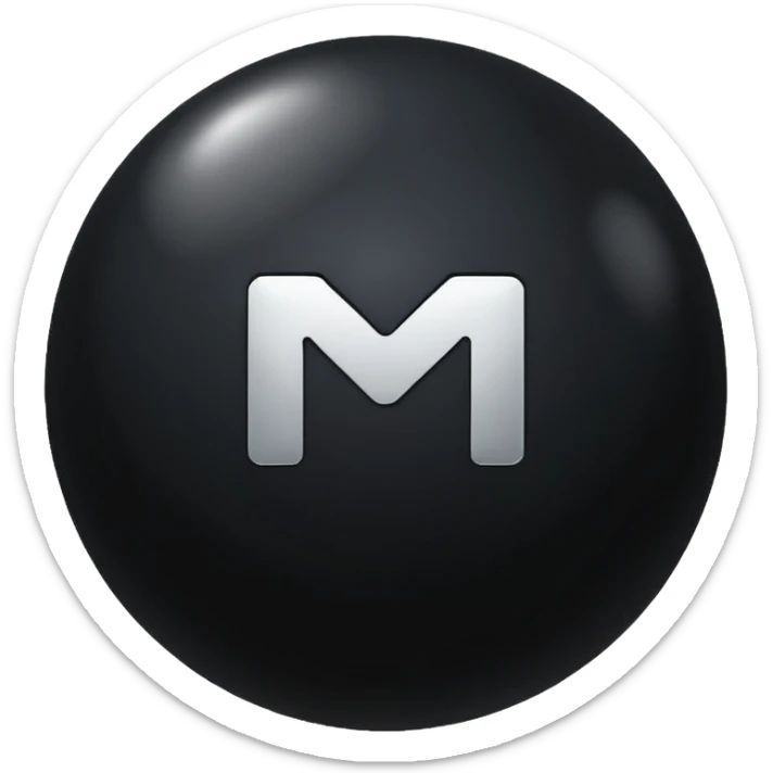 Black Ball with MB written on in the middle of it. Nothing else no holes or anything. sticker