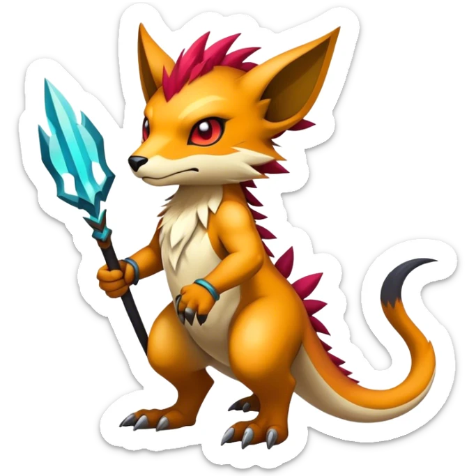 cool edgy badass colorful fantasy animal hybrid Fakemon full body sticker