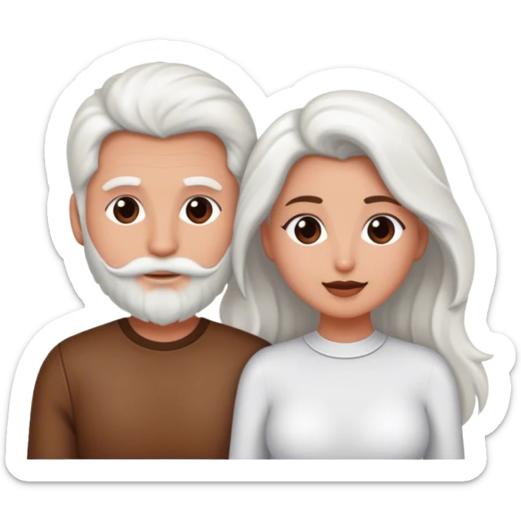 Pareja de hombre piel blanca de pelo castaño y mujer de piel blanca enamorados  sticker