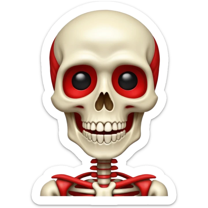 Flashing red skeleton wojak but with Rick Astley face on it and the Rick Astley face is straight face but with his front teeth sticking out sticker