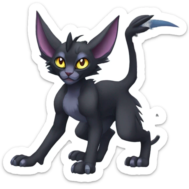 Black edgy Noivern-Litten-Sphynx-Lykoi-Caracal-cat-Fakemon full-body sticker