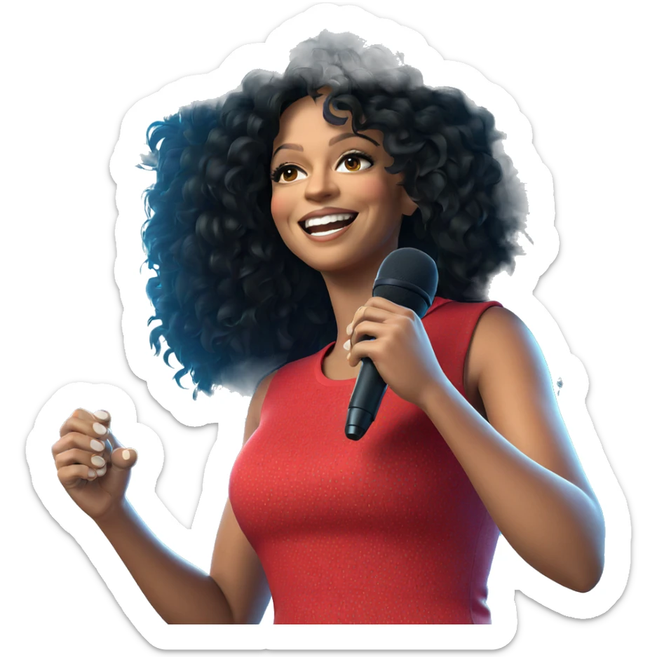 smiling girl with microphone sticker