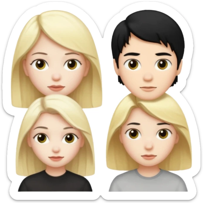 A black hair girl a blonde girl and a blonde boy sticker