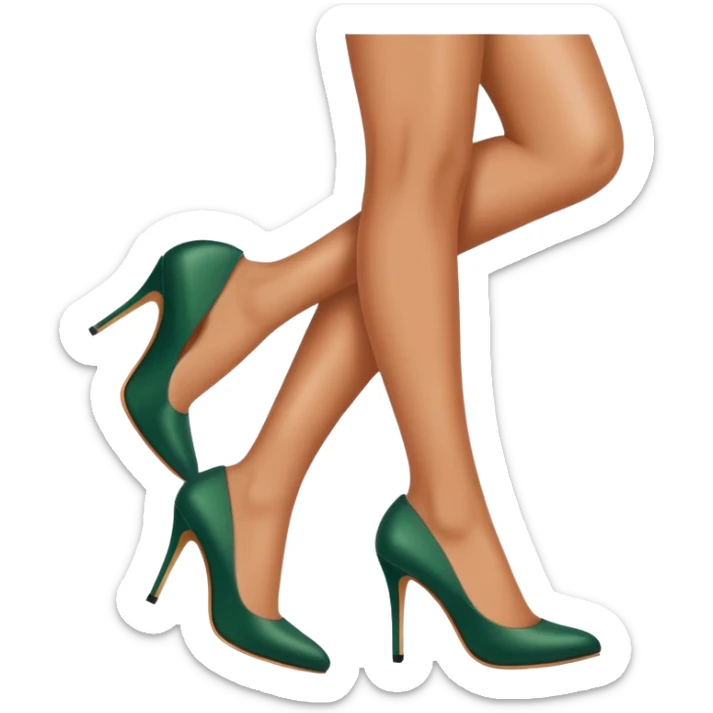 Beautiful and elegant woman legs wearing high heel dark green shoes  sticker