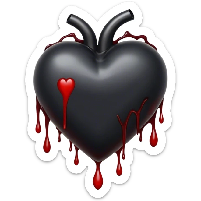 o inima neagra full care curge un fel de sange negru din ea animata sticker