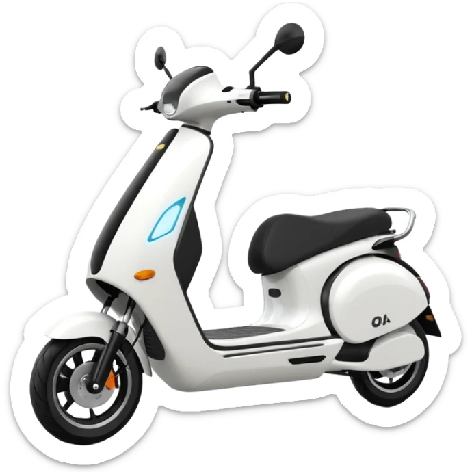 Make a emoji of a electric scooter white and black colour named ola sticker
