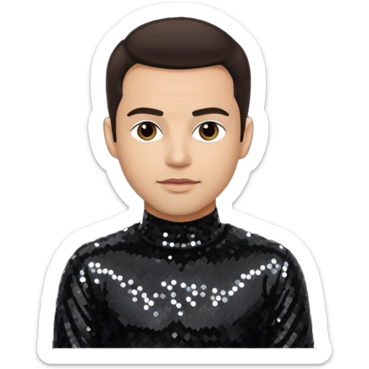 David Silveria from Korn with dark brown hair, light skin, black sequin outfit sticker