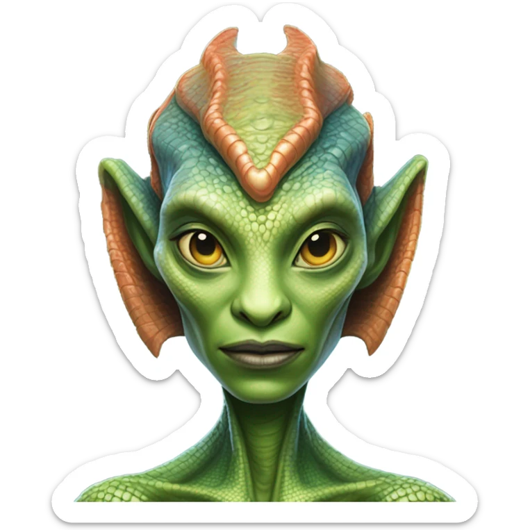 a reptilian alien woman full body sticker