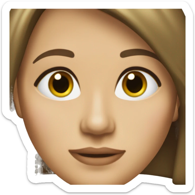 40 year old woman with kelly green eyes and shoulder-length, straight brown hair and defined jawline sticker
