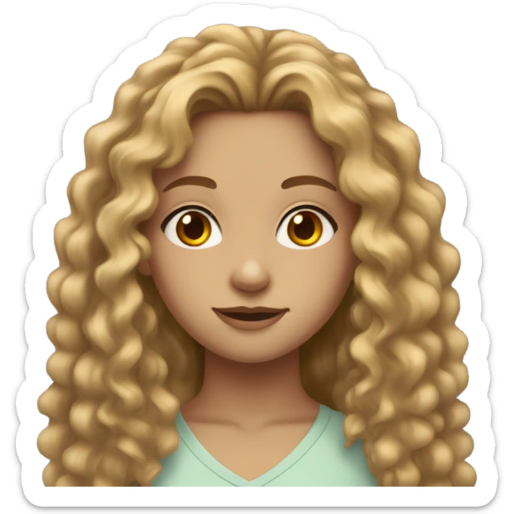 teen girl with long curly brown/blonde hair and hazel eyes sticker