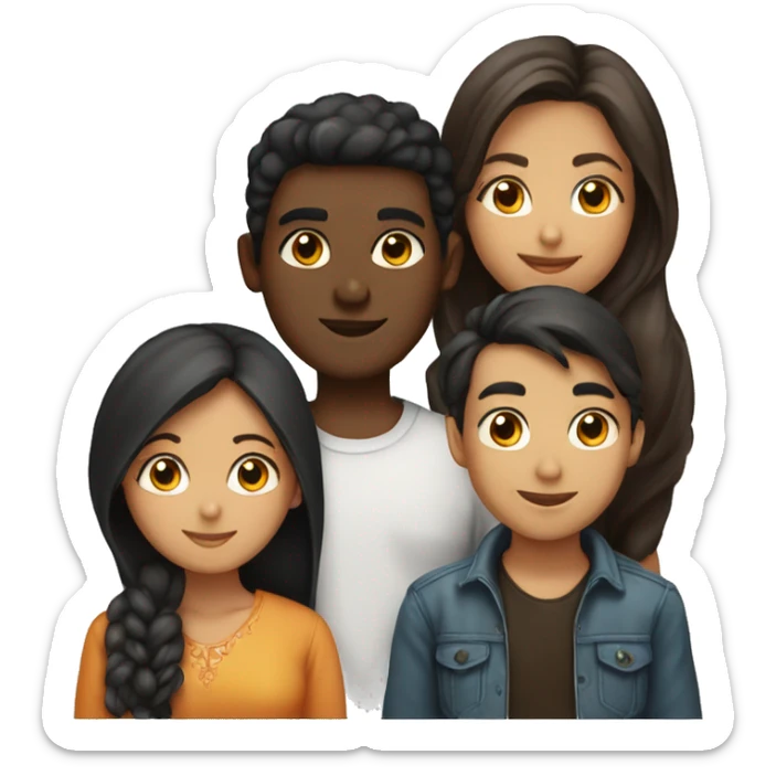 4 bestfriends, 1 indian girl 1 persian girl 1 moroccan boy 1 black boy sticker