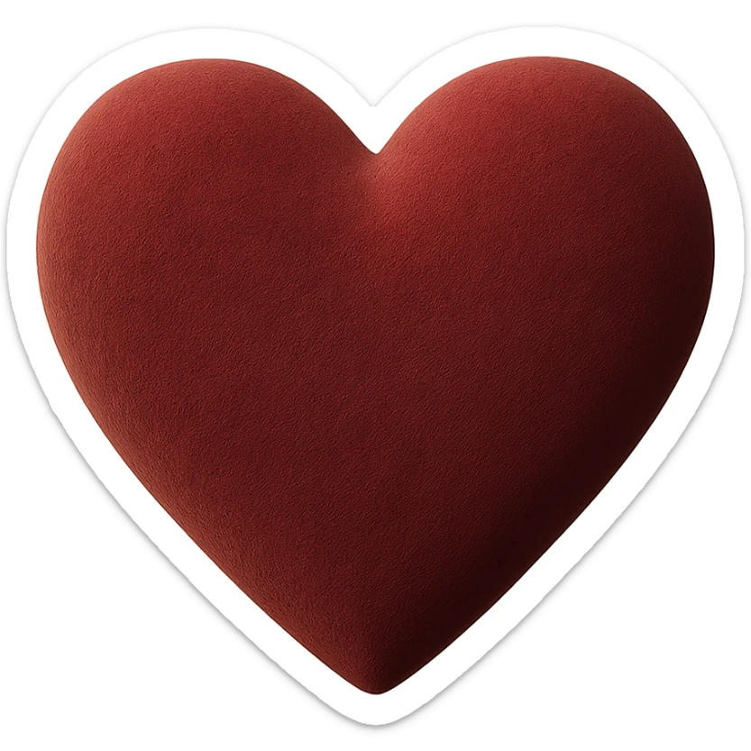 realistic digital art of a heart with a velvet matte texture, no background sticker