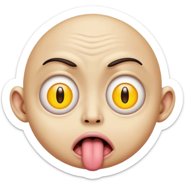 ugly pleading with eyes yellow emoticon🥺👀 emoji with tongue out sticker