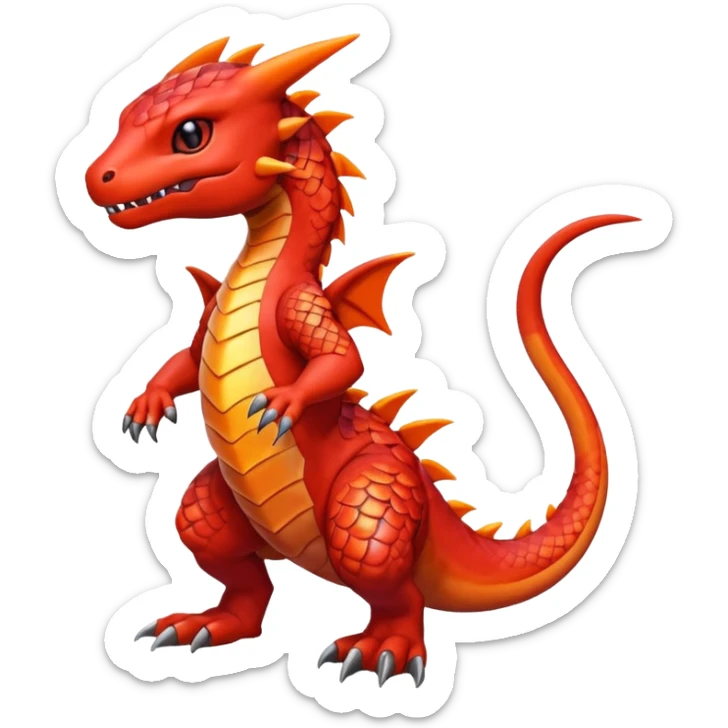 Cute Shiny Colorful Guilmon-Salandit-Fakémon-hybrid-creature (full body)  sticker