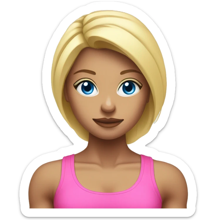 girl working out blue eye blonde hair lifting weights in pink outfit sticker