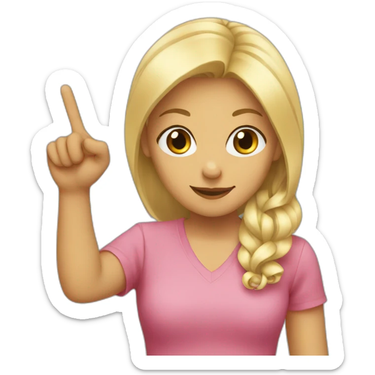 girl with blonde hair showing THREE fingers salute sticker