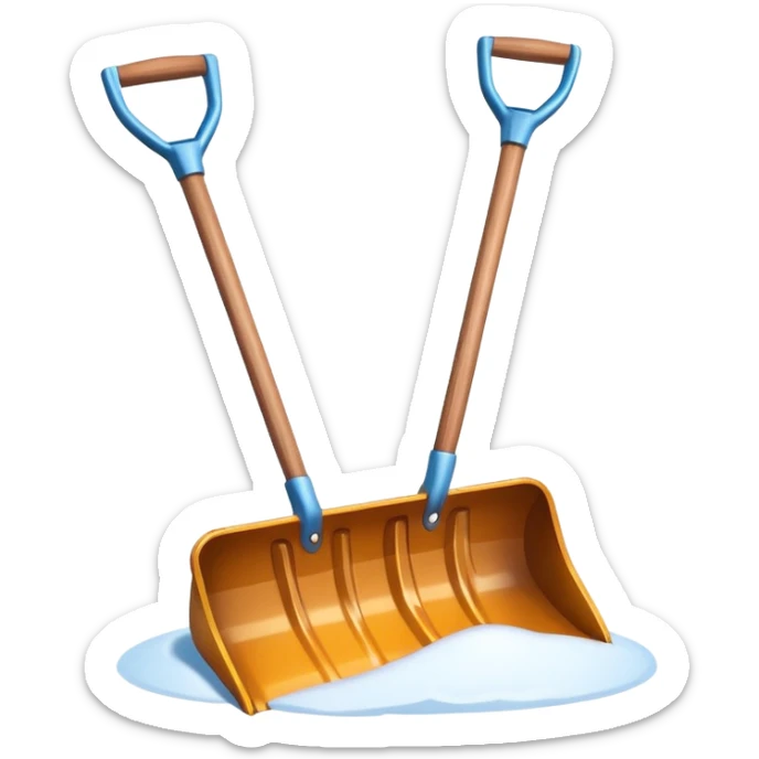 snow shovel object icon, metal snow shovel with wooden handle, winter equipment, glossy highlights, 3D cartoon, mobile game icon style, centered, clean background, no text, no watermark

 sticker