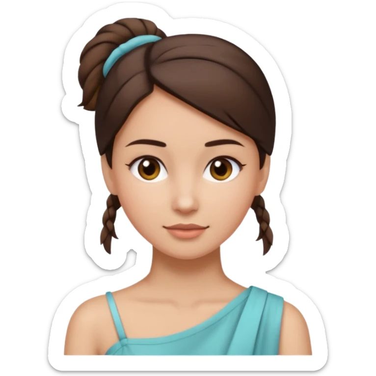 woman tie her brunette hair low and put on one side of shoulder  sticker