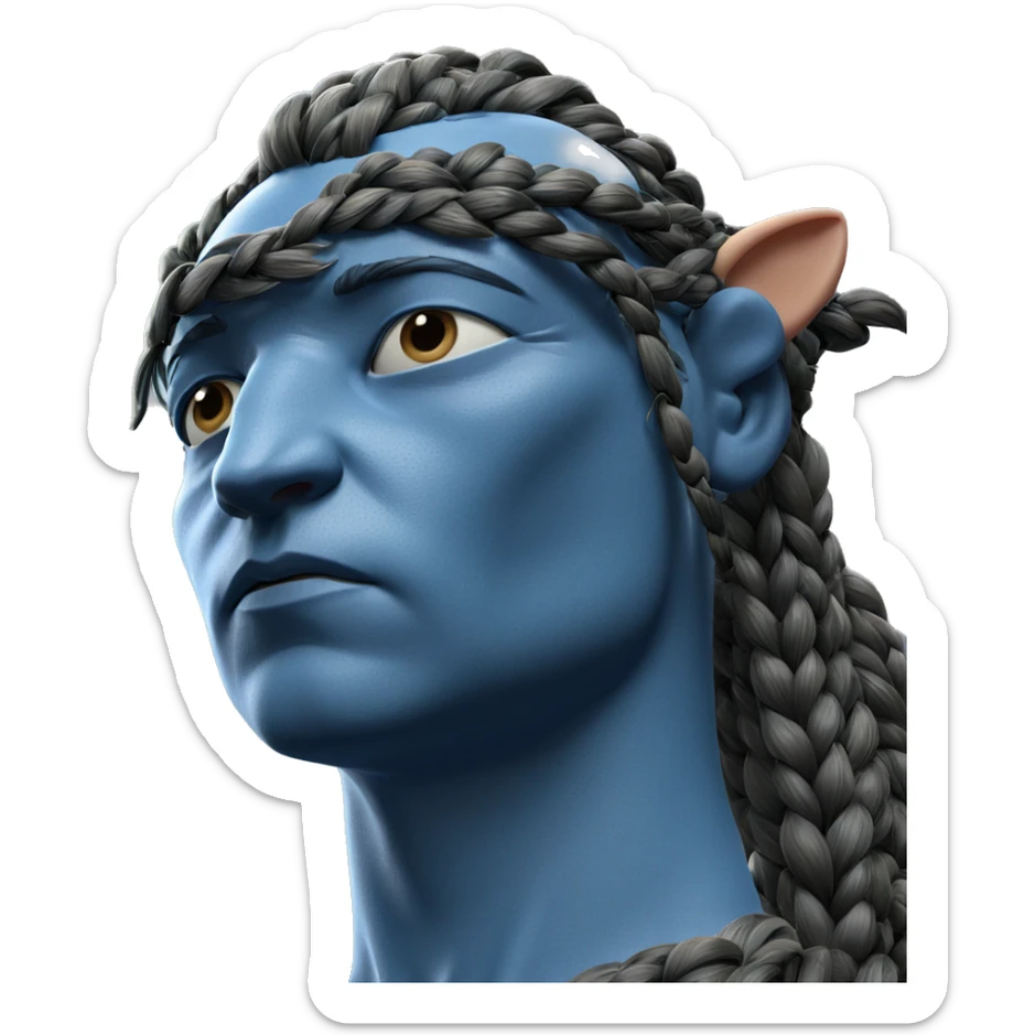 blue skinned boy with braid sticker