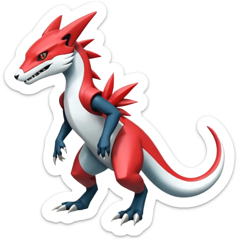 Shiny Cool Futuristic Alloy Smooth Salandit-Zeraora-Lombax-Sergal-Zangoose-Cyclizar-Genesect-Pokémon, full body sticker