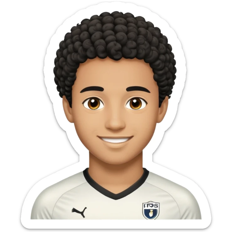 portrait of Lamine Yamal, young footballer, short curly hair, smiling sticker