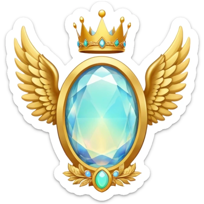 Big opal  gemstone award-in-frame-decorated-with-big-golden-angel--wings and crown sticker