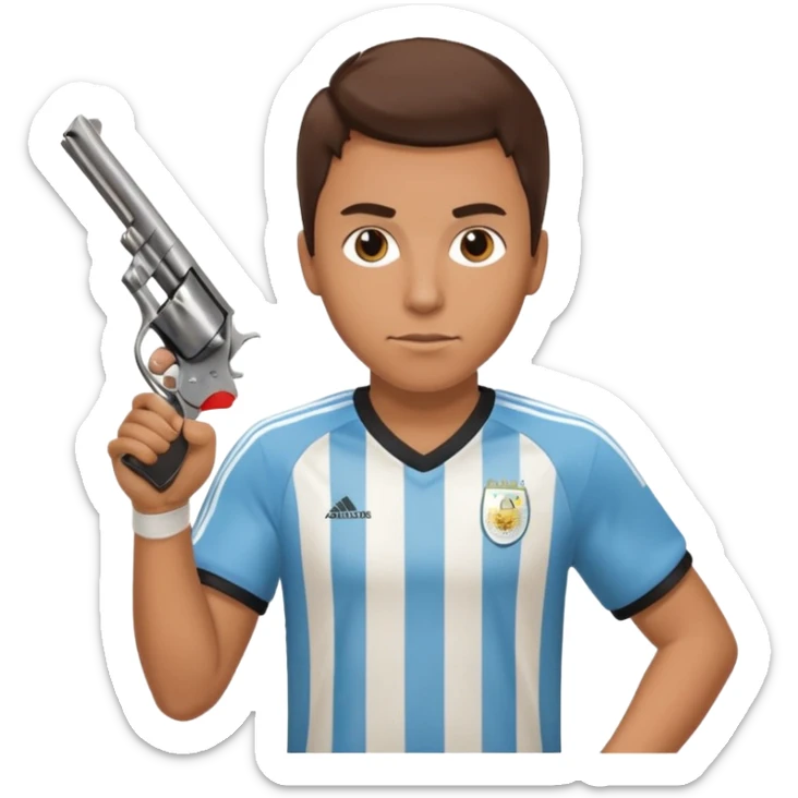 haz un turro con una biszera para atras y con un arma remera argentina pero arma de fuego que tenga un revolver  solo sticker