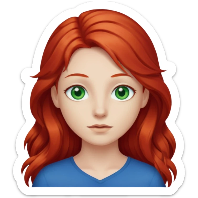 Like the first but her eye green  and blue and her hair red that brolong herwn  sticker