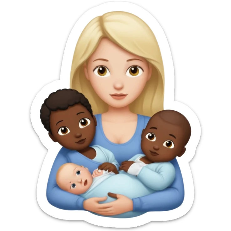 White woman breastfeeding a white baby and black baby sticker